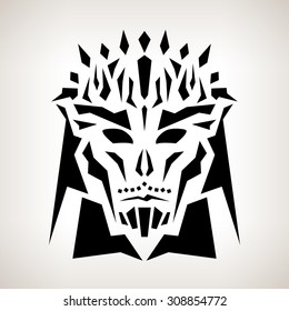Abstract Mask, Tribal Style, Tattoo, Mask on a Light Background,  Black and White Vector Illustration