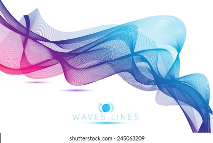 abstract massive blend colorful waves gradient light  lines bright vector