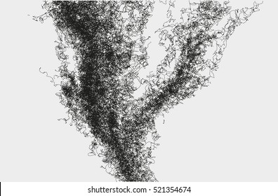 Abstract massive structure made by shuffled round particles. Swarm of dots. Rippled random halftone illustration for backdrop. Element of design.