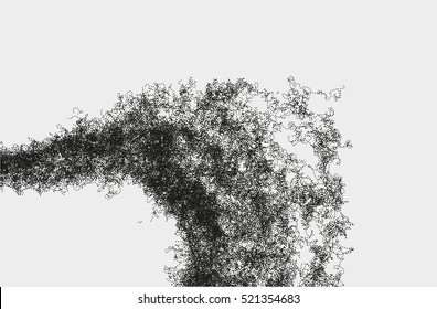 Abstract massive structure made by shuffled round particles. Swarm of dots. Rippled random halftone illustration for backdrop. Element of design.