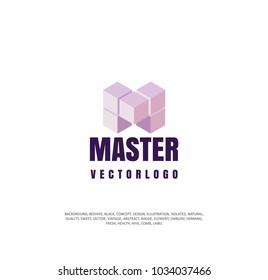 abstract master logo, m sign, vector illustration of a specialist