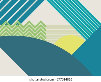 Abstract material design landscape vector background. Mountains and forests polygonal geometric shapes. Eps10 vector illustration.