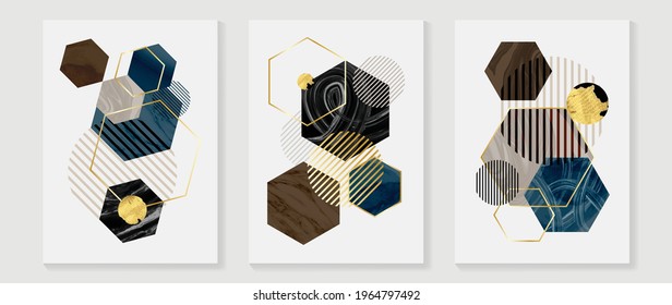 Abstract Math art background vector. Modern block color art wallpaper. Geometric marbling gold style texture. Cubism s low-poly backgrounds. Good for home deco, wall art, poster, invite and cover.