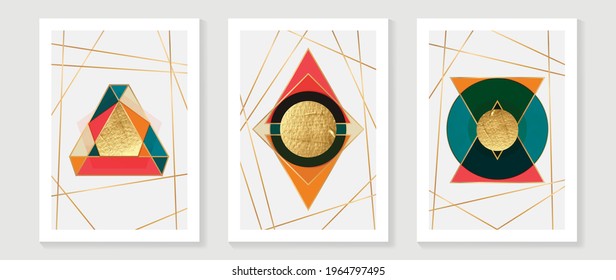 Abstract Math art background vector. Modern block color art wallpaper. Geometric marbling gold style texture. Cubism s low-poly backgrounds. Good for home deco, wall art, poster, invite and cover.