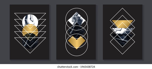 Abstract Math art background vector. Modern block color art wallpaper. Geometric marbling gold style texture. Cubism s low-poly backgrounds. Good for home deco, wall art, poster, invite and cover.