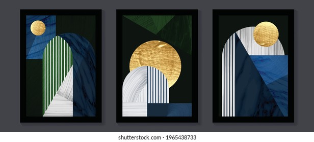 Abstract Math art background vector. Modern block color art wallpaper. Geometric marbling gold style texture. Cubism s low-poly backgrounds. Good for home deco, wall art, poster, invite and cover.
