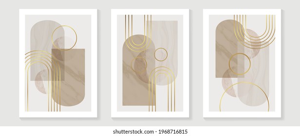 Abstract Math art background vector. Modern block color art wallpaper. Geometric marbling gold style texture. Cubism s low-poly backgrounds. Good for home deco, wall art, poster, invite and cover. - Shutterstock ID 1968716815