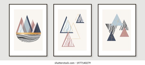 Abstract Math art background vector. Modern block color art wallpaper. Geometric marbling gold style texture. Cubism s low-poly backgrounds. Good for home deco, wall art, poster, invite and cover.