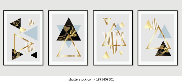 Abstract Math art background vector. Modern block color art wallpaper. Geometric marbling gold style texture. Cubism s low-poly backgrounds. Good for home deco, wall art, poster, invite and cover.