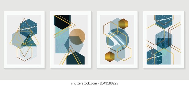 Abstract Math art background vector. Modern geometric and marbling gold style texture wallpaper. Cubism s low-poly backgrounds. Good for home deco, wall art, poster, invite and cover.