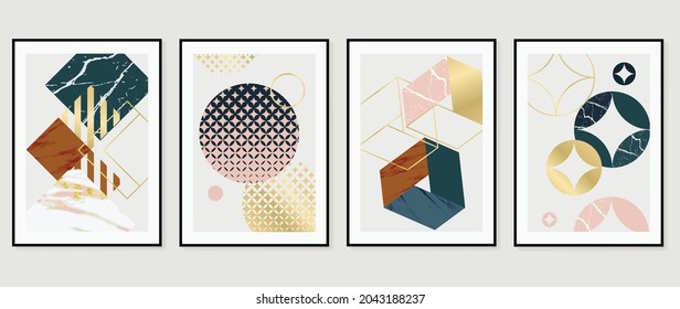 Abstract Math art background vector. Modern geometric and marbling gold style texture wallpaper. Cubism s low-poly backgrounds. Good for home deco, wall art, poster, invite and cover.