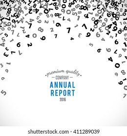 Abstract math number background. Vector illustration for report. Sequence mathematical decoration. Statistics concept on white background. Fly collage. School education poster. Border frame pattern