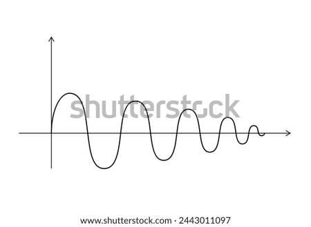 Abstract mathematical graph of the sine. Black color wavy curve on white background. Vector wavelength sine wave signal icon. Geometric design element for your project.