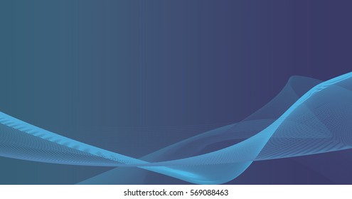 abstract mathematical wave lines with blue gradient color background.