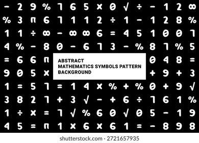 Padrão de símbolos matemáticos abstratos no fundo preto