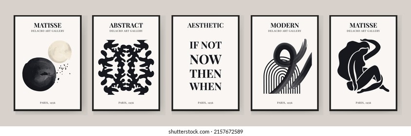 Abstract Matisse Art Set, Aesthetic Modern Art, Minimalist Art, Illustration, Vector, Poster, Postcard. A set of abstract fashion creative art