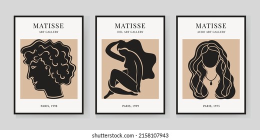 Abstract Matisse Art Set, Aesthetic Modern Art, Minimalist Art, Illustration, Vector, Poster, Postcard. A set of abstract fashion creative art