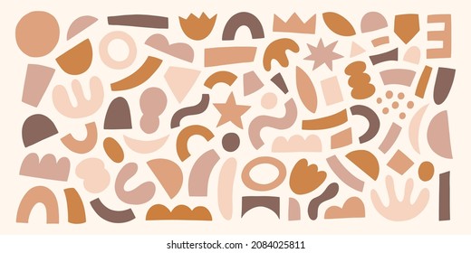 Abstract matisse inspired organic collection of cut out shapes. Bohemian hand drawn vector illustration.