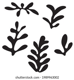 Abstract Matisse inspired organic shapes, leaves, floral background.