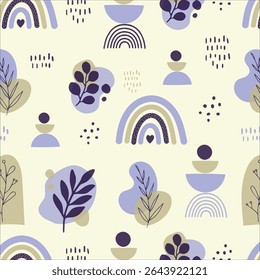 Matisse abstrato inspirou padrão perfeito com rabiscos à mão livre coloridos. Fundo orgânico plano de desenho animado, formas aleatórias simples em cores infantis brilhantes