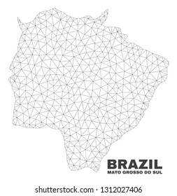 Abstract Mato Grosso do Sul State map isolated on a white background. Triangular mesh model in black color of Mato Grosso do Sul State map.