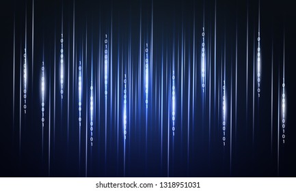 Abstract matrix background with shiny numeral lines illustration for futuristic technology concept.