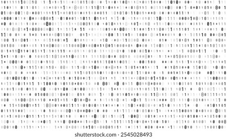 Código de Fluxo Binário de Matriz Abstrata. Matriz de código binário branco. Papel de parede de 0 e 1 números. Ciência da Computação Bg. Conceito de hacker de codificação de algoritmo de descriptografia de dados gráficos. Ilustração de vetor.