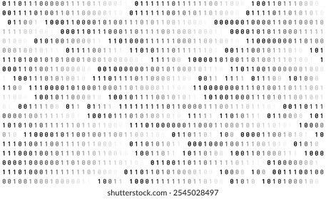 Código de flujo binario de matriz Abstractas. Matriz de código binario blanco. Fondo de pantalla de números 0 y 1. Informática Bg. Concepto de hacker de codificación de algoritmo de descifrado de datos gráficos. Ilustración vectorial.