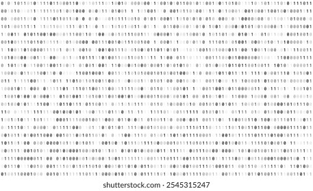 Código de Fluxo Binário de Matriz Abstrata. Matriz de código binário branco. Papel de parede de 0 e 1 números. Ciência da Computação Bg. Conceito de hacker de codificação de algoritmo de descriptografia de dados gráficos. Ilustração de vetor.