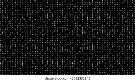 Abstract Matrix Binary Stream Code. Black Binary Code Matrix. 0 and 1 Numbers Wallpaper. Computer Science Bg. Graphic Data Decryption Algorithm Coding Hacker Concept. Vector Illustration.