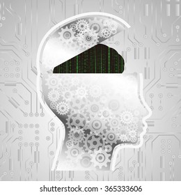 An abstract matrix code brain, ai artificial intelligence concept.