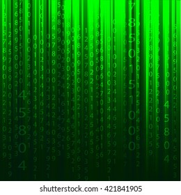 abstract matrix code number in green background