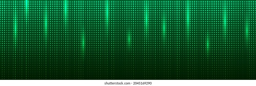 Abstract Matrix. Computer Code. Dark Background Of Many Green Dots. Big Data And Cybersecurity. Vector Illustration