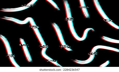 Abstract matrix glitch grunge texture background. Set of slim ink distorted lines. For wallpapers, banners or textile designs. Vector illustration.