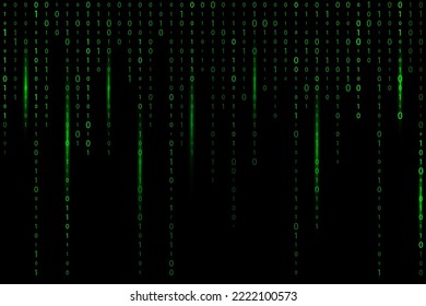 Resumen Matriz código binario verde de computadora con luz o fondo digital para diseño, infografía, sitio web, concepto Hacker - Vector Illustration eps 10 