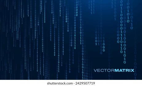 Abstract Matrix Technology Background. Binary Computer Code. Programming, Coding, Hacker Concept. Binary Numbers 0 and 1 Falling. Vector Background Illustration.