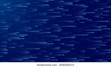 Abstract Matrix Technology Background. Binary Computer Code. Programming, Coding, Hacker Concept. Binary Numbers 0 and 1 Flying. Vector Background Illustration.