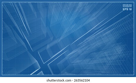 Abstract matrix wireframe of building. Vector illustration.