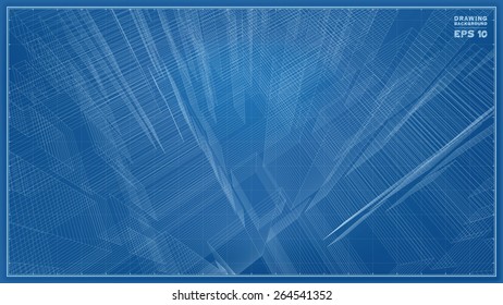 Abstract matrix wireframe of building. Vector illustration.