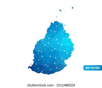 Abstract Mauritius Map geometric rumpled triangular low poly style gradient graphic on white background , line dots polygonal design for your . Vector illustration eps 10