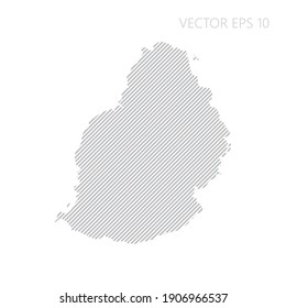 Abstract Mauritius map with gray diagonal lines. Mauritius stripes map. Vector illustration EPS10.