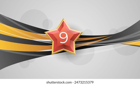 Abstract May 9 Victory Day In Russian Holiday Celebrate St. George Ribbon Background Frame Vector Design Style Banner Party Invitation Web Poster Flyer Stylish Brochure, Greeting Card Template