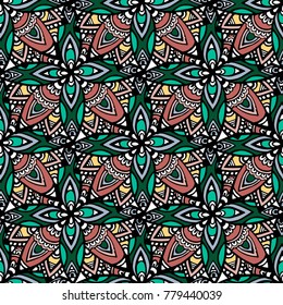 Abstract mayan ornamental seamless pattern - mexican style seamless texture. Vector illustration for your web design.