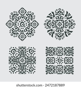 Abstract mayan shape pattern motif scarf fabric textile graphic design vector clip art element african print art paper isolated editable