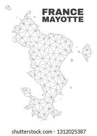 Abstract Mayotte Islands map isolated on a white background. Triangular mesh model in black color of Mayotte Islands map. Polygonal geographic scheme designed for political illustrations.
