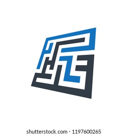 Abstract maze concept design logo.