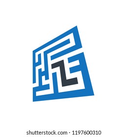 Abstract maze concept design logo.