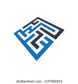 Abstract maze concept design logo.