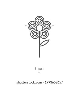 Abstract maze daisy. A logical game for the boss and the team. Puzzle for staff. Labyrinth conundrum. Game Fun at work during lockdown and restrictions. One Entrance, One Exit. 