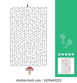 Abstract maze. Find the right path to the cute fly agaric mushroom. Game for kids. Puzzle for children. Labyrinth conundrum, answer included